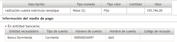 Descripción del pago