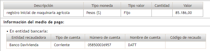 Descripción del pago