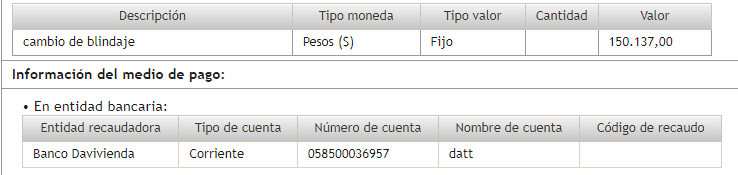Descripción del pago