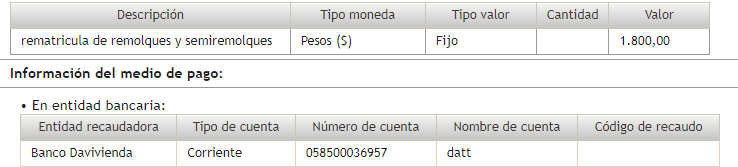 Descripción del pago