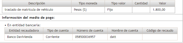 Descripción del pago