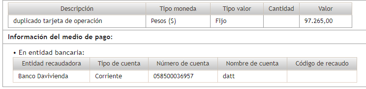 Descripción del pago