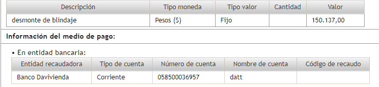 Descripción del pago