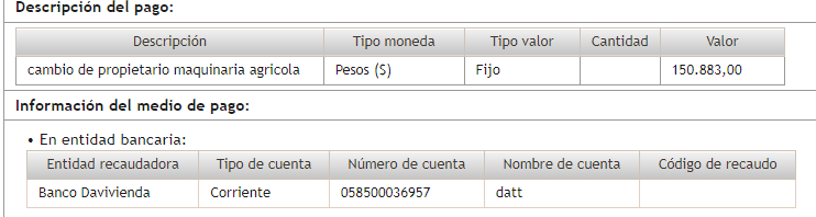 Descripción del pago