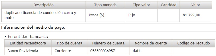 Descripción del pago