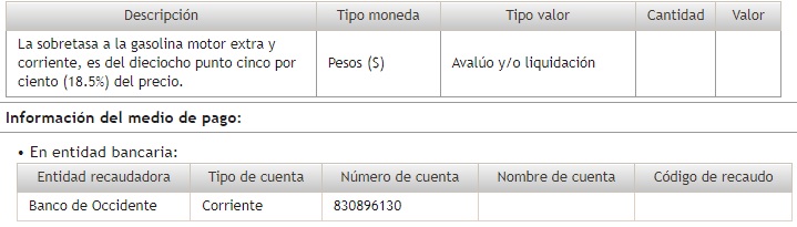 Descripción del pago