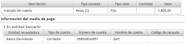 Descripción del pago